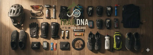 MTB gear checklist — essential mountain bike kit laid out for trail riders
