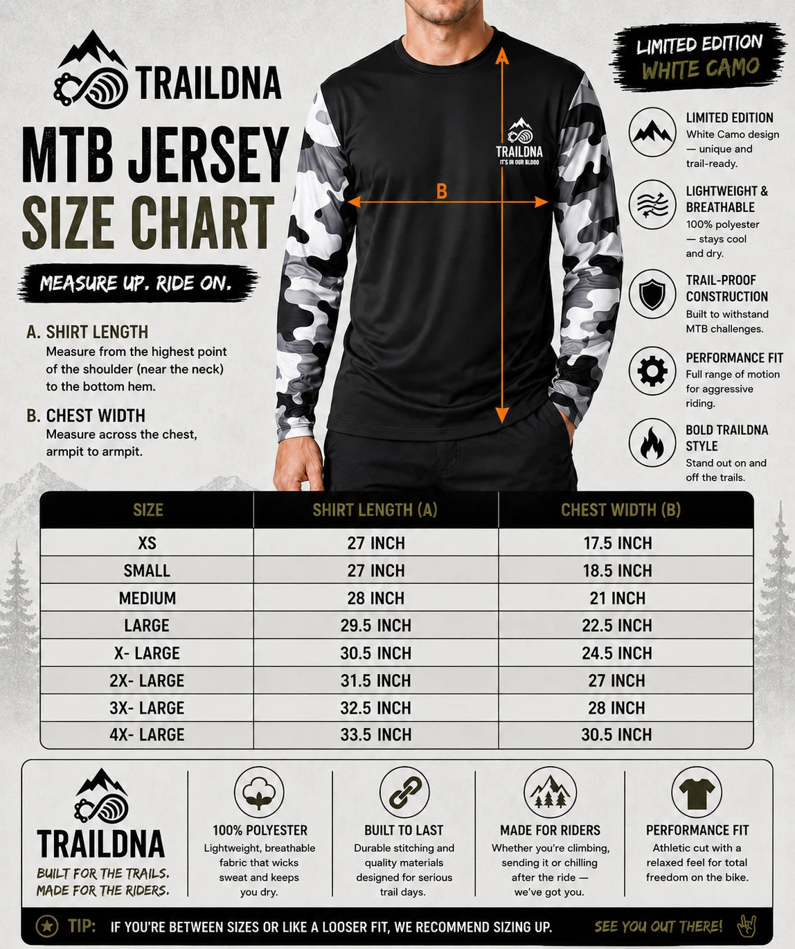 TrailDNA White Camo MTB Jersey — Limited Edition